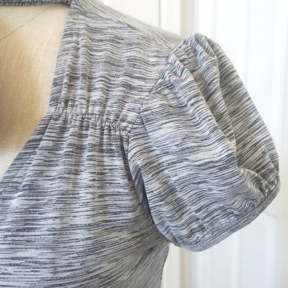 Y2k Retro Pussybow Dress Puff Sleeves Gray - Picture 10 of 14